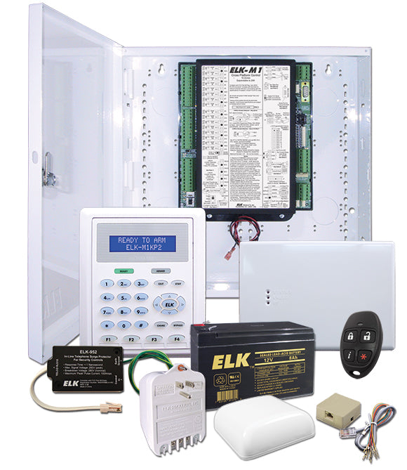Elk M1 Gold Alarm System Kit with Two Way Transceiver, M1KP2 Keypad, Fob